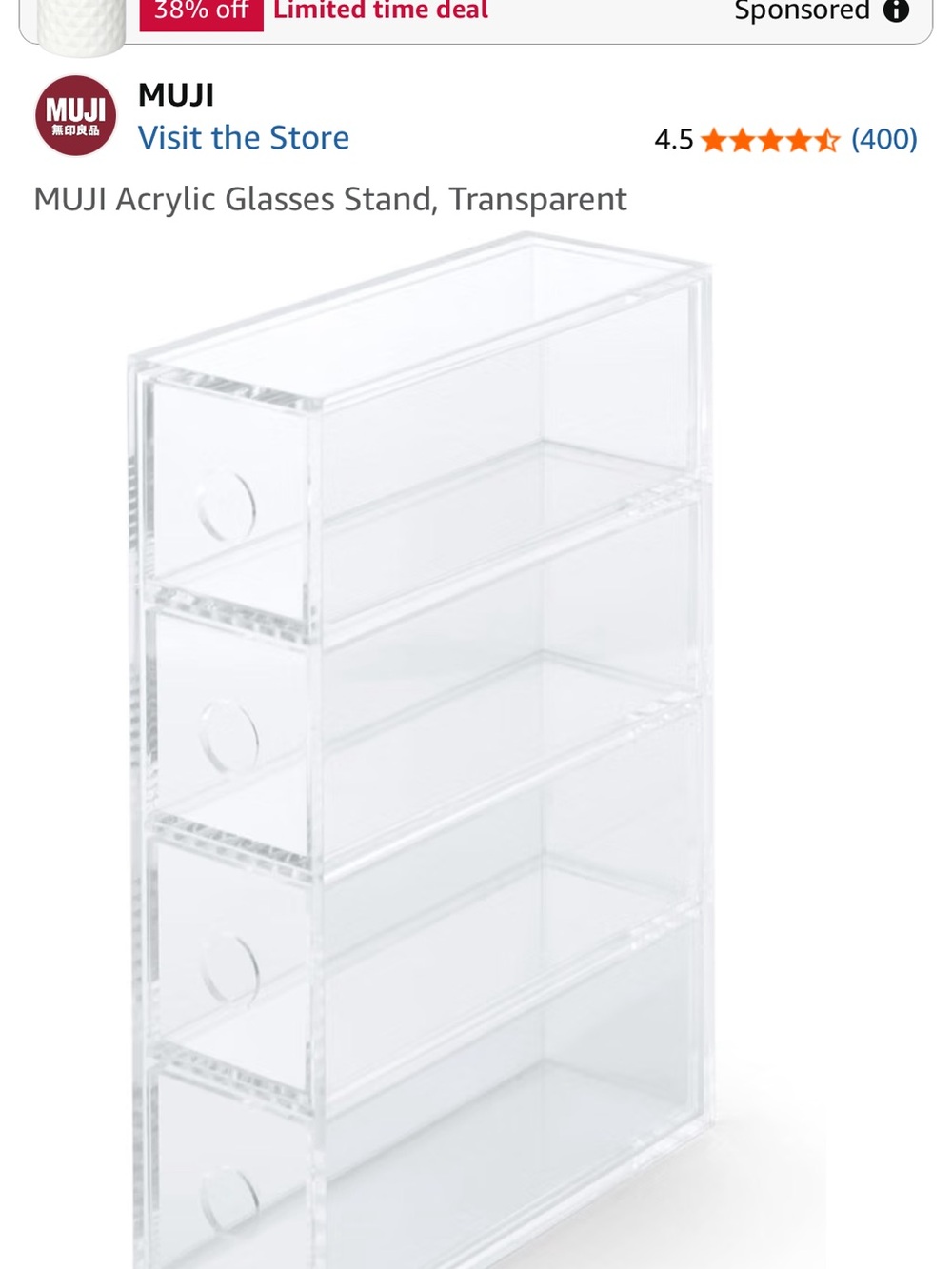 Muji Acrylic Eyeglass Stand Organizer - Clear